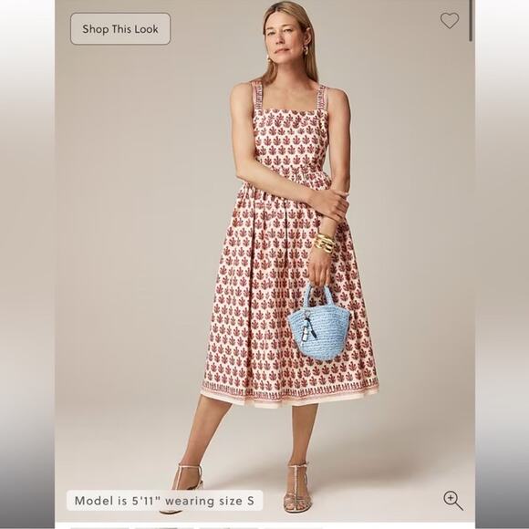 J.Crew Embroidered apron dress in block print - Picture 1 of 10